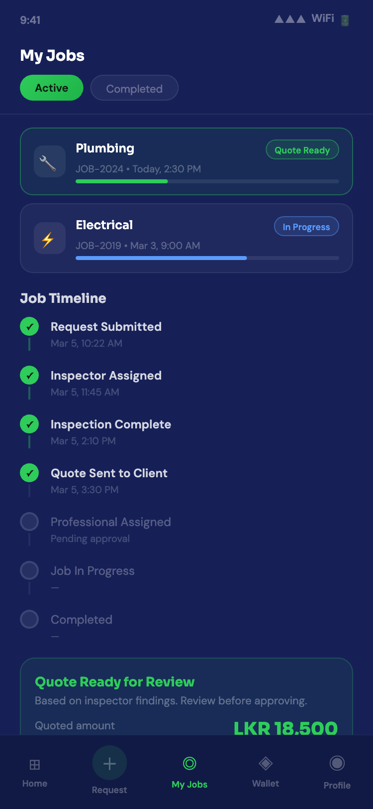 An inspector visits and quotes